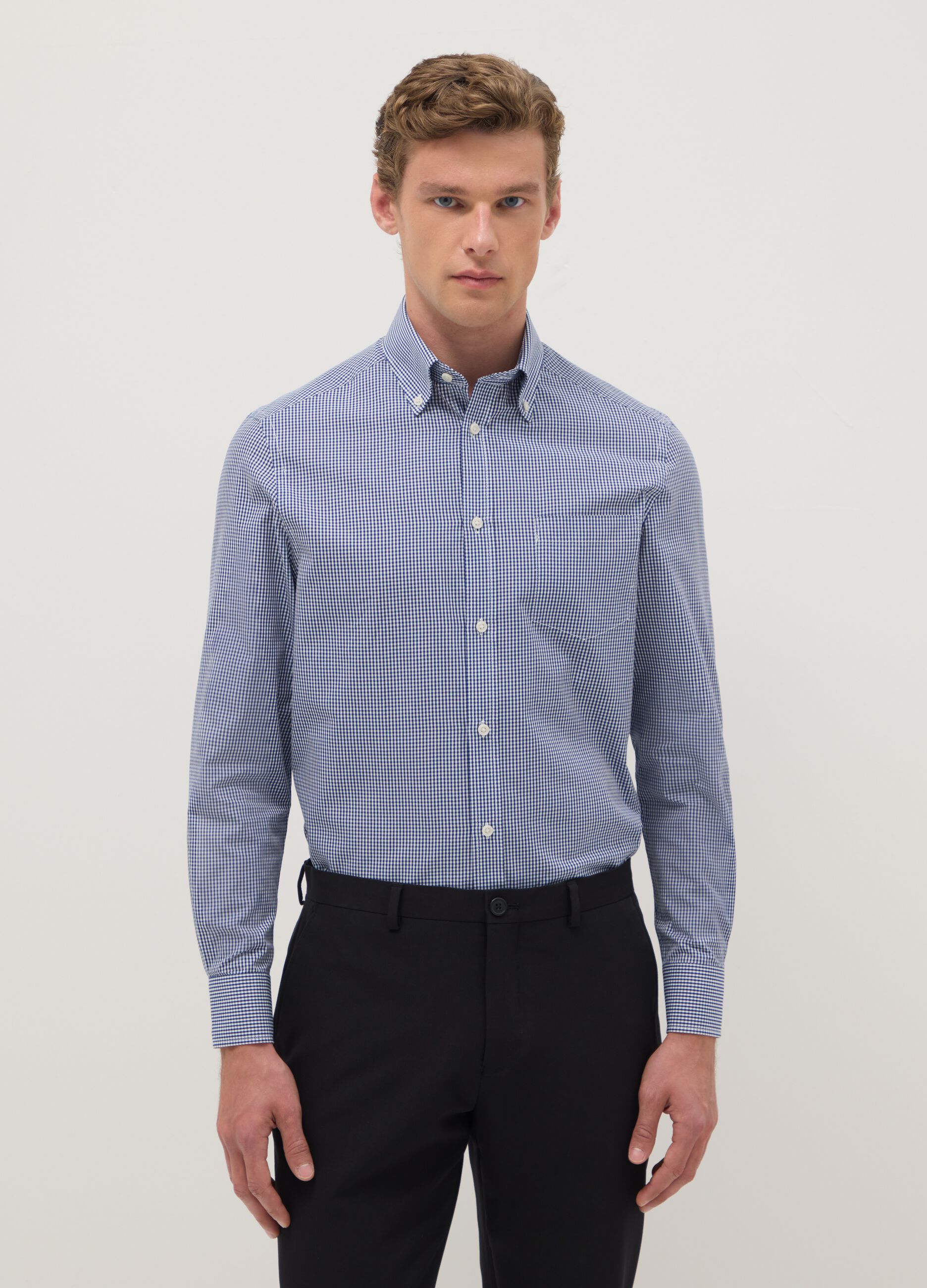 Multicolour check shirt in cotton blend regular fit easy iron