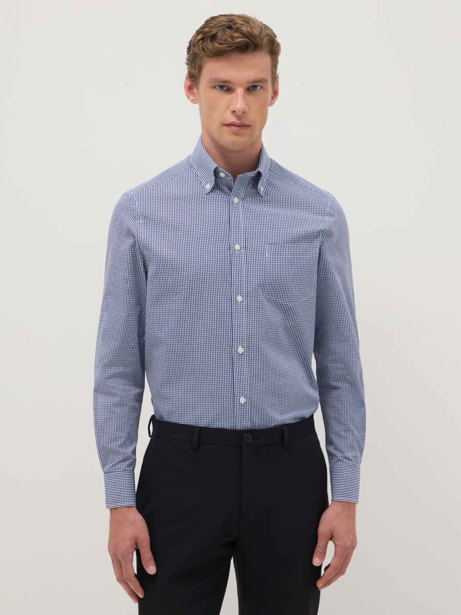 Multicolour check shirt in cotton blend regular fit easy iron_0