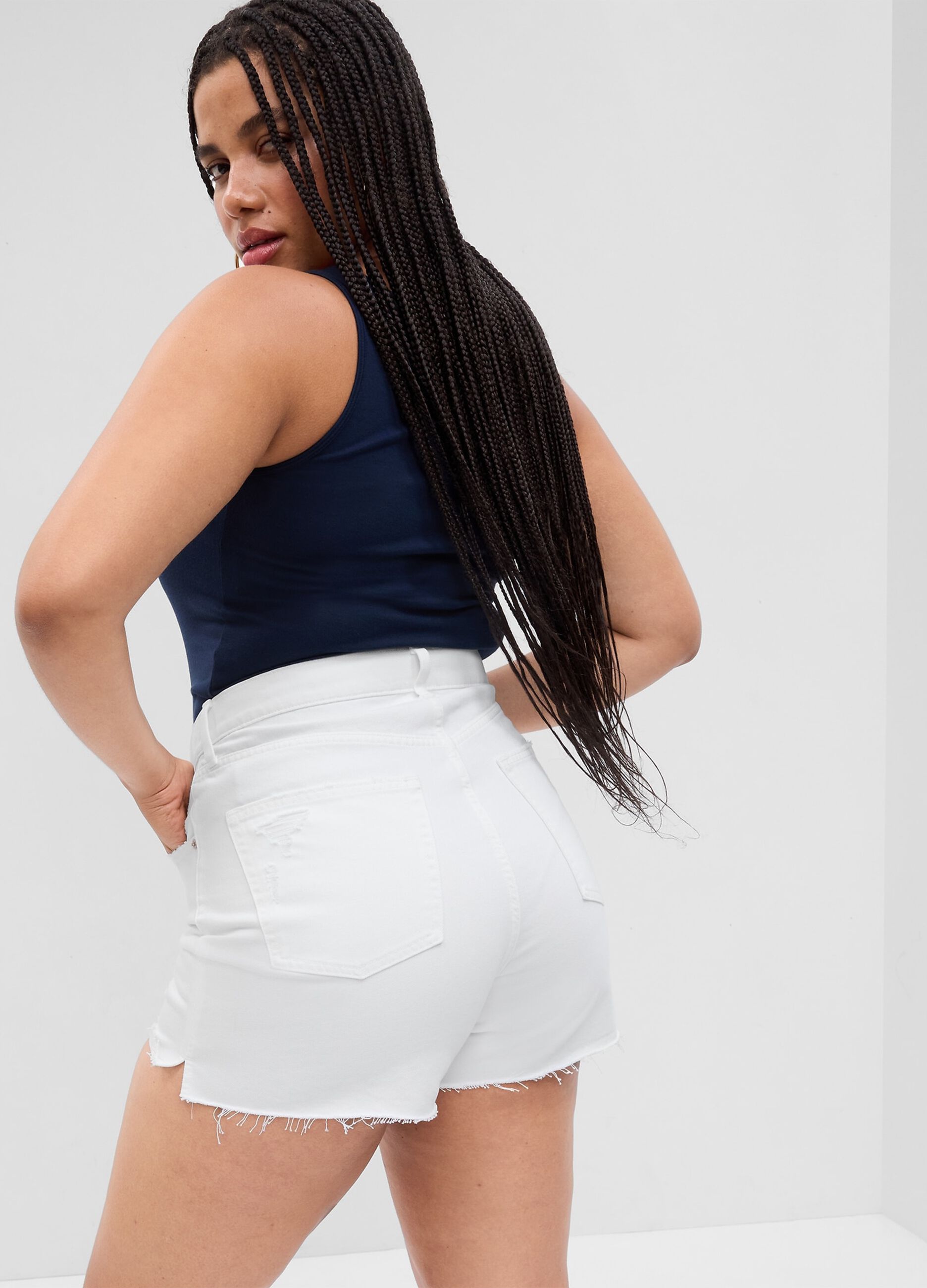 Shorts in denim a vita alta_4