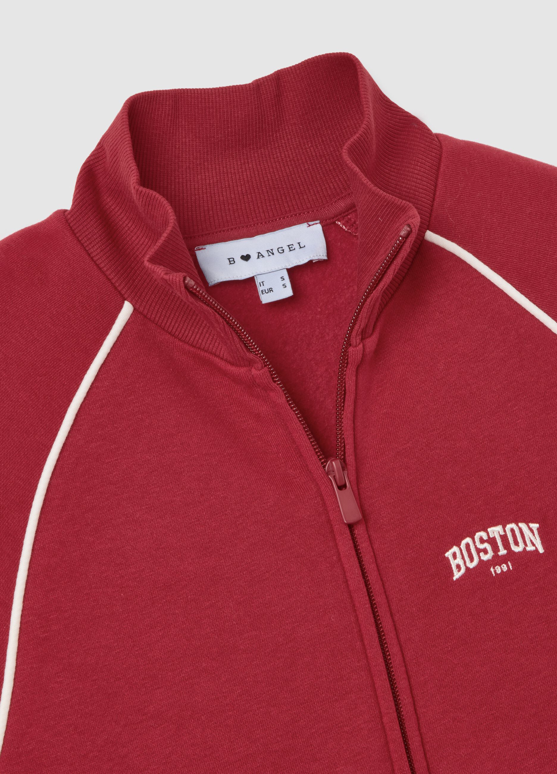 Red regular fit cotton blend sweatshirt