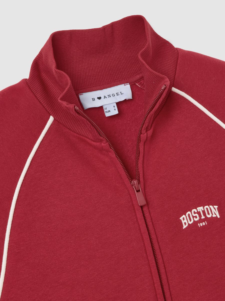 Red regular fit cotton blend sweatshirt_5