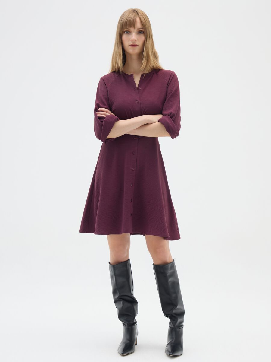 Purple regular fit long sleeve dress_0