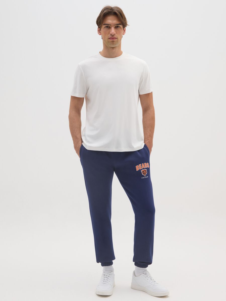 Blue cotton blend regular fit jogger with Bears logo_0