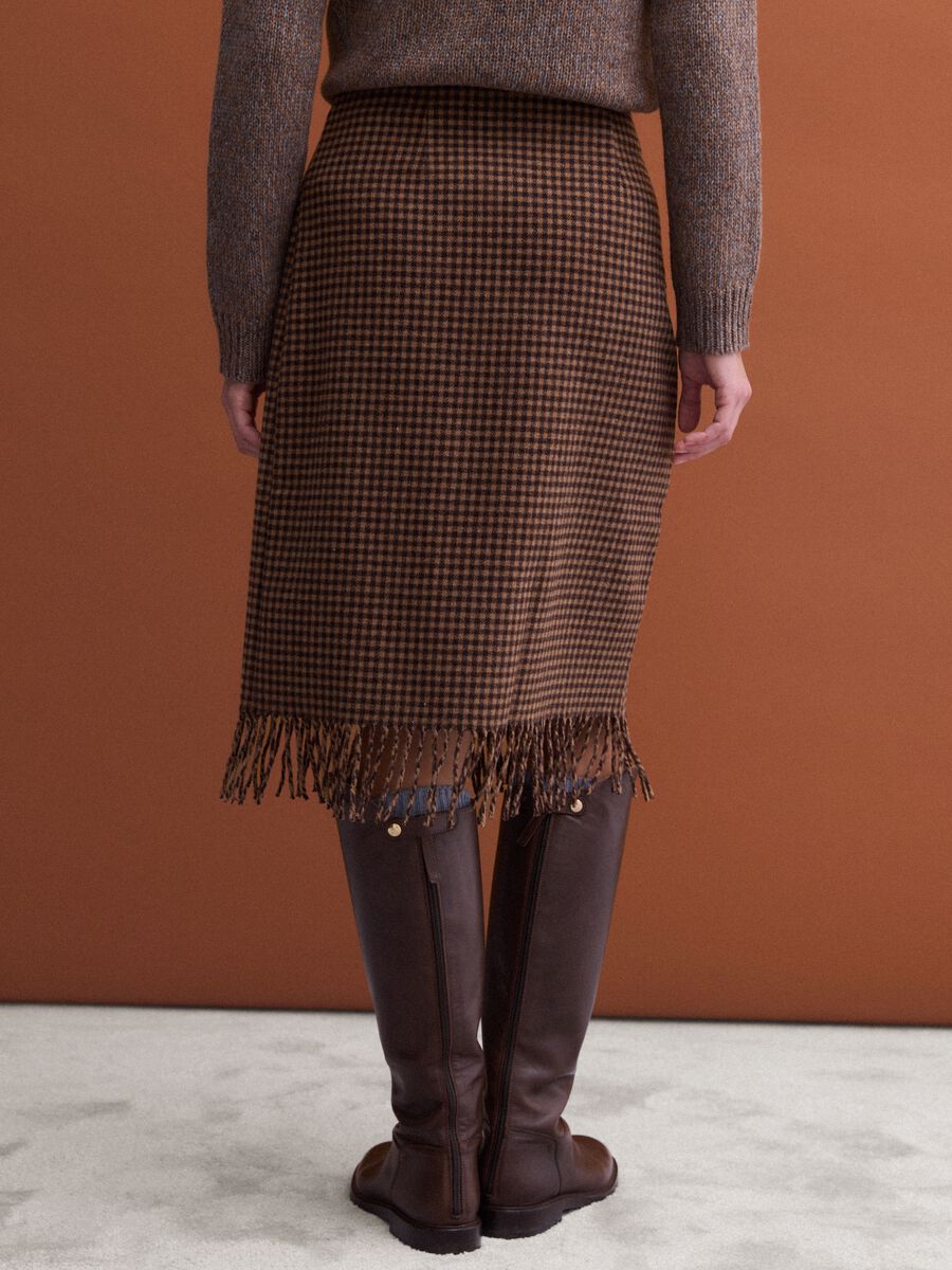 Brown and black wool-viscose blend skirt_2