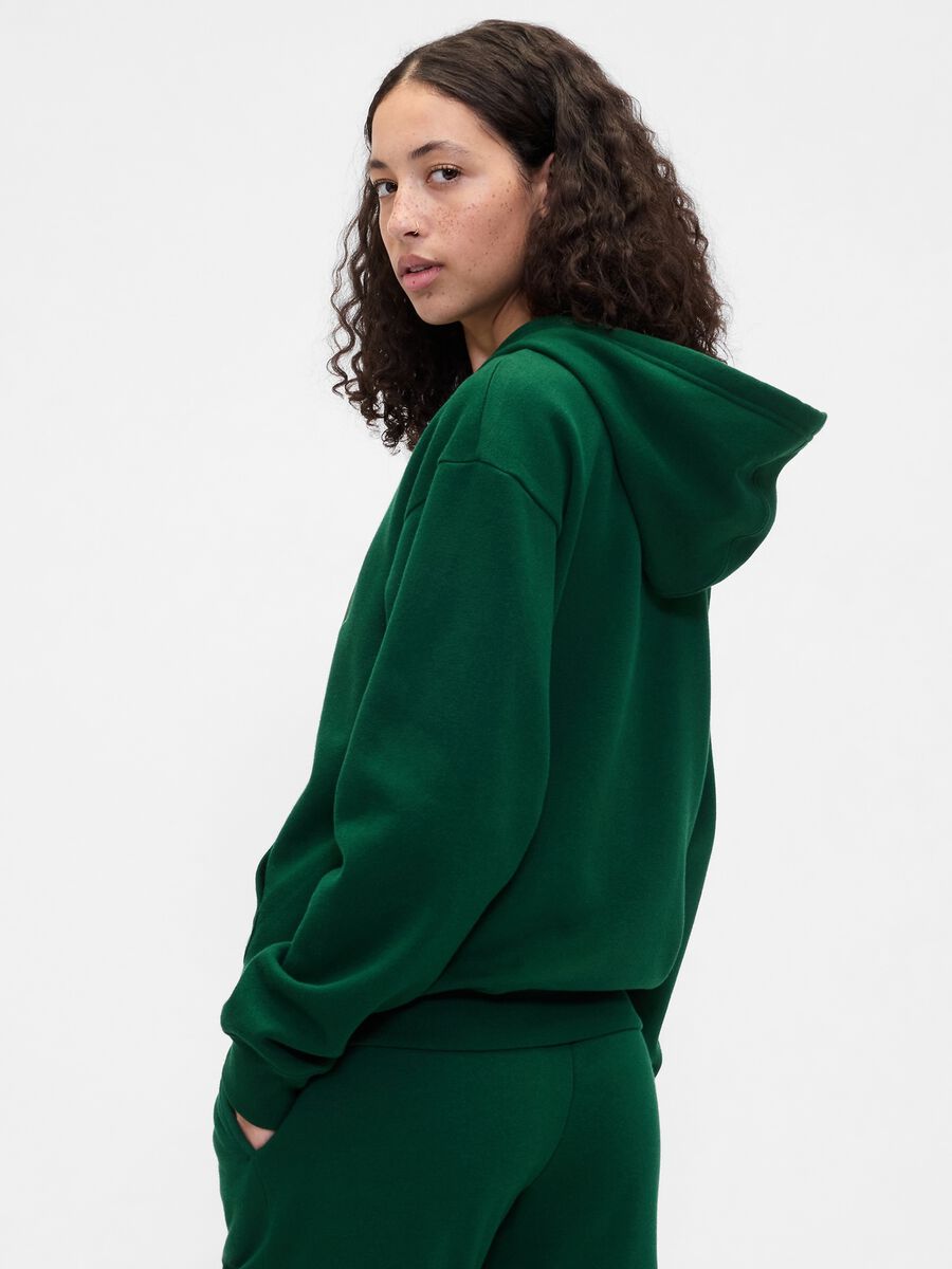 Green Hooded Sweatshirt with Full Zip_1