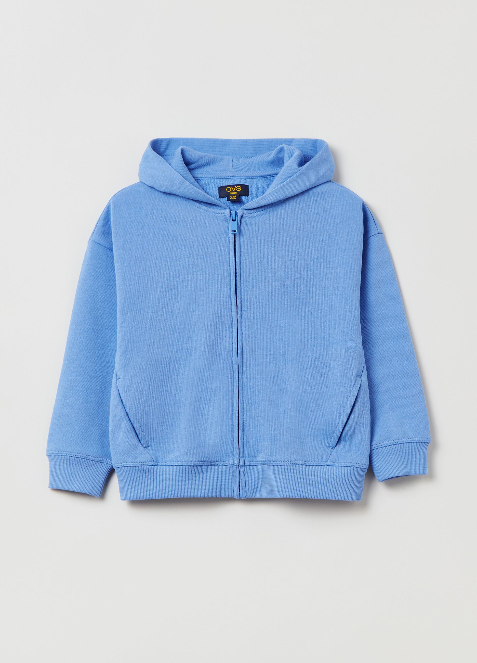 Cotton full-zip sweatshirt with hood