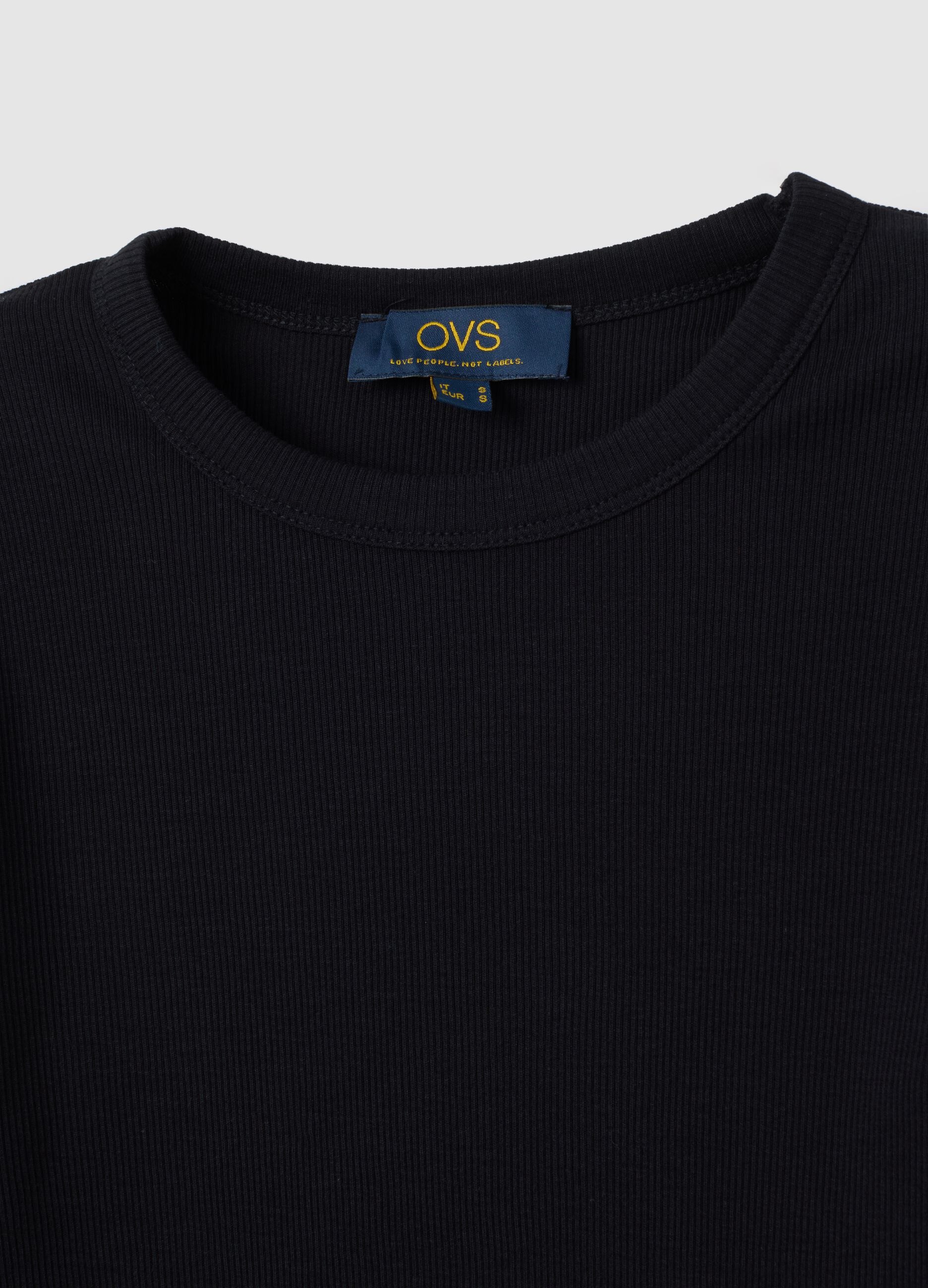 Black pure cotton regular fit T-shirt