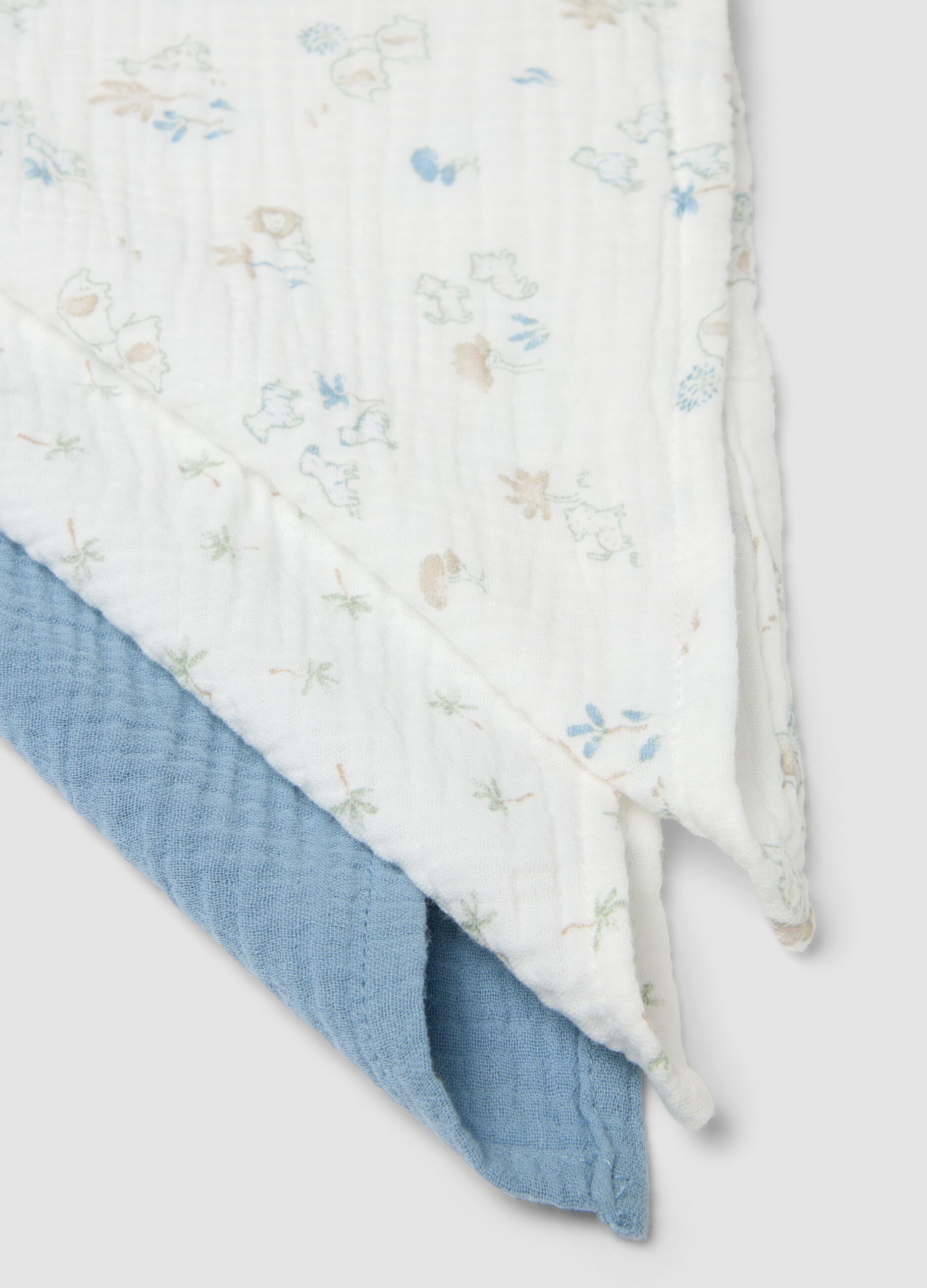Set of 3 multicolour 100% cotton muslin burp cloths for newborns