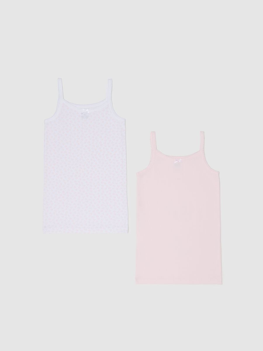 Two-pack vests in cotton with bow and print_0