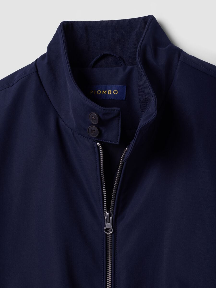 Navy padded jacket, regular fit, with zip and high neck_2