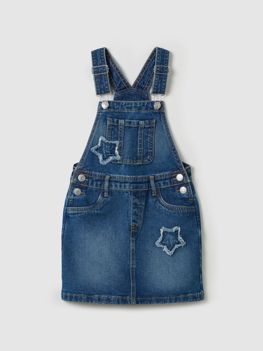 Denim pinafore with stars embroidery_0