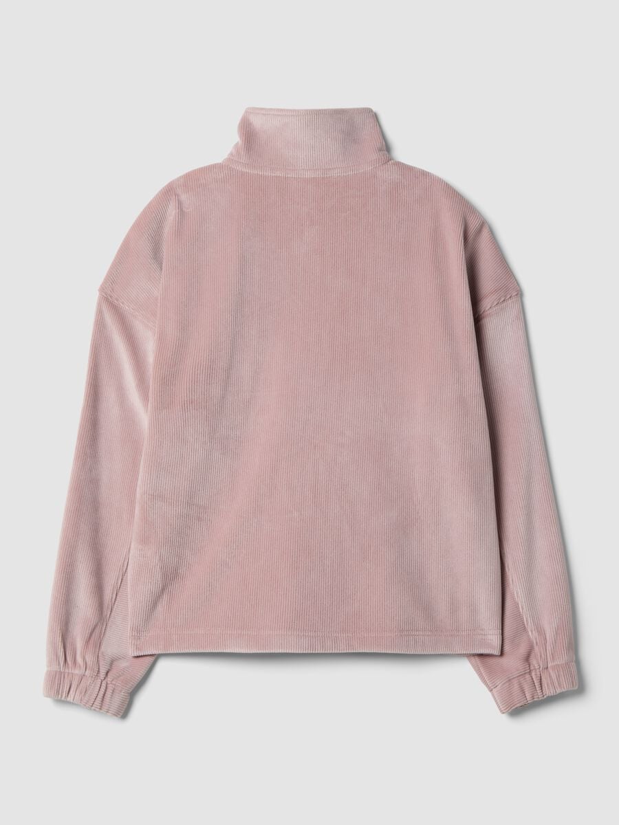 Pink stretch jersey top with zip neck_6