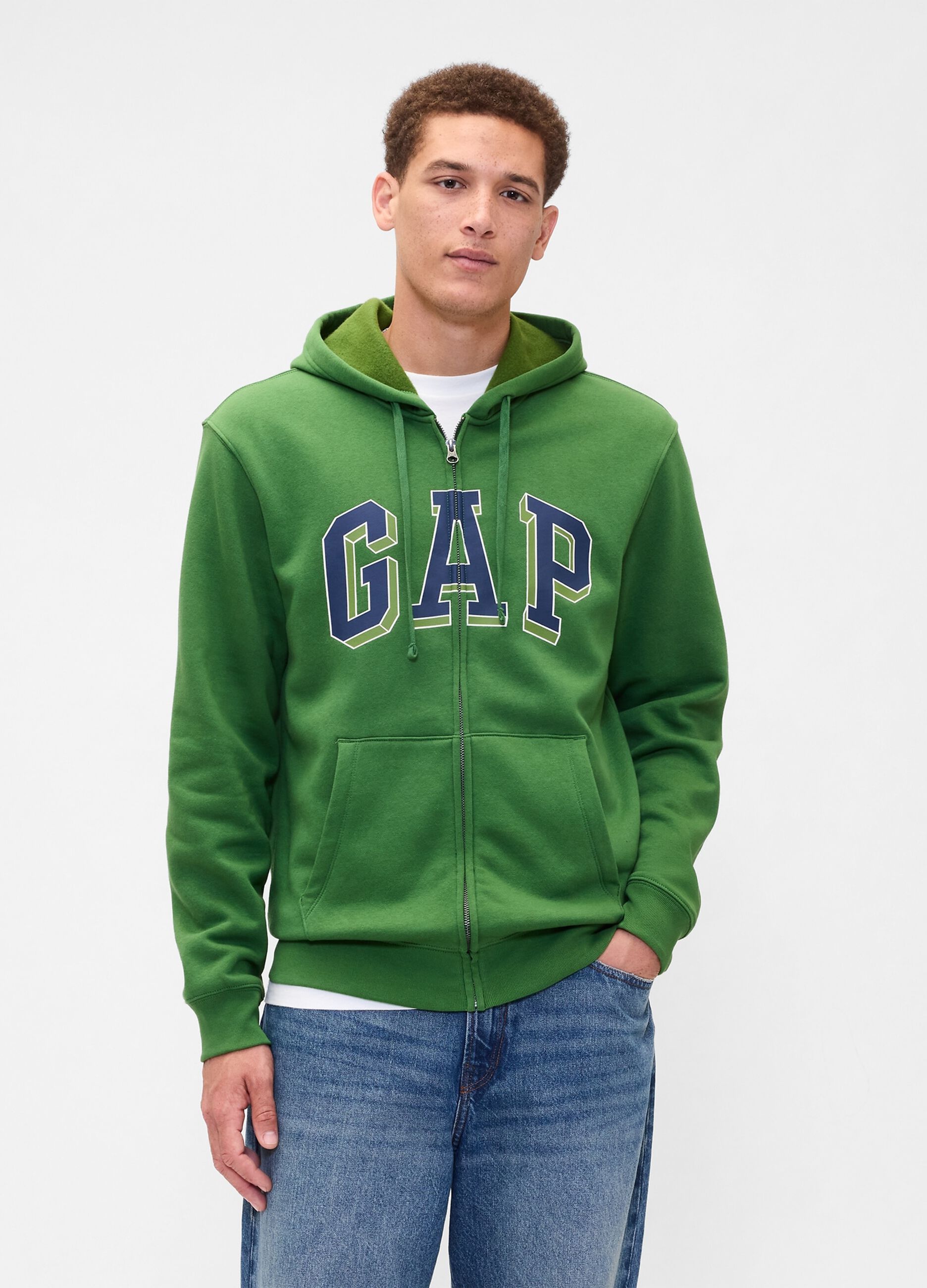 Green mixed cotton hoodie