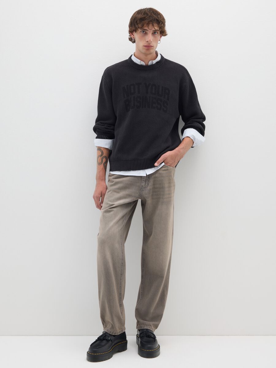 Brown baggy jeans in pure cotton_0