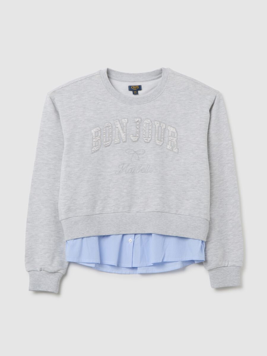 Felpa da ragazza in misto cotone grigia regular fit_3