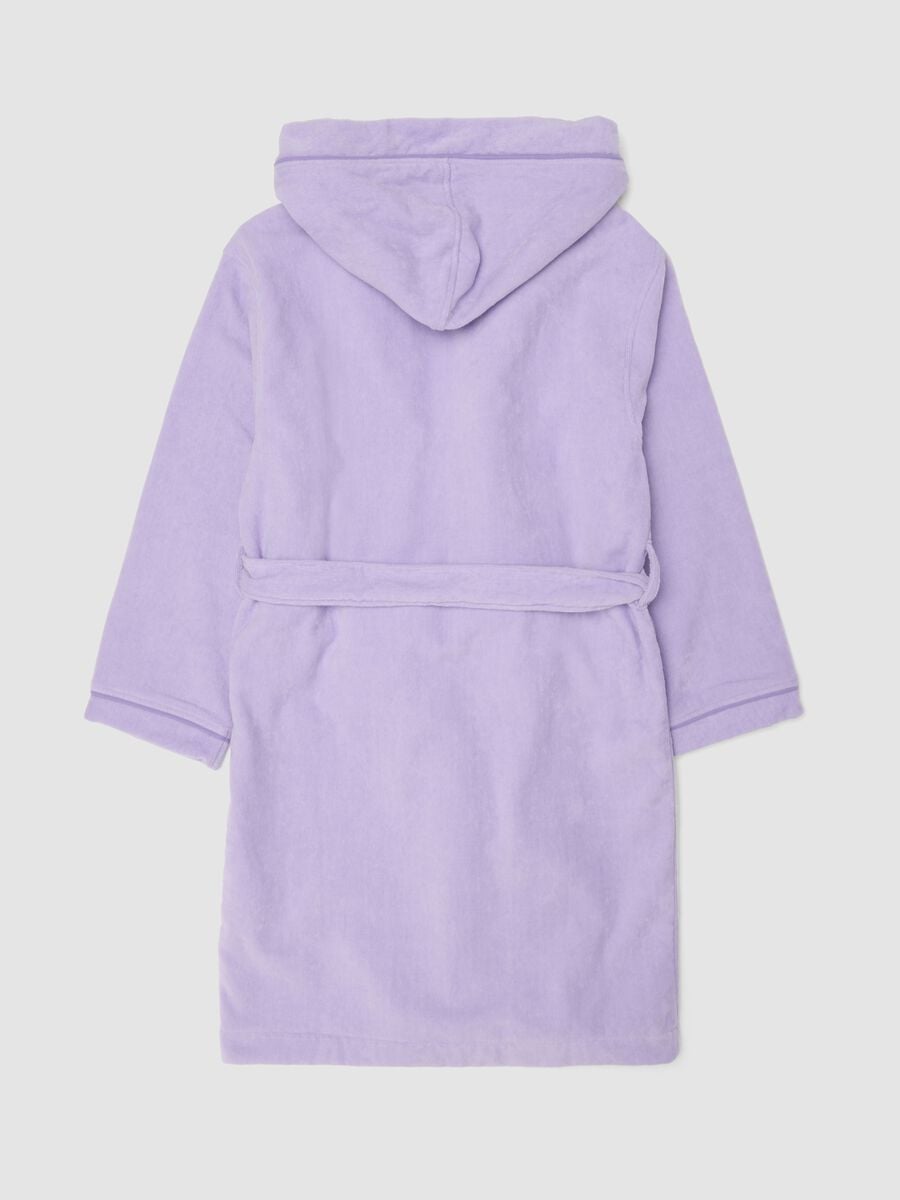 Purple organic cotton hooded bathrobe for girls_1