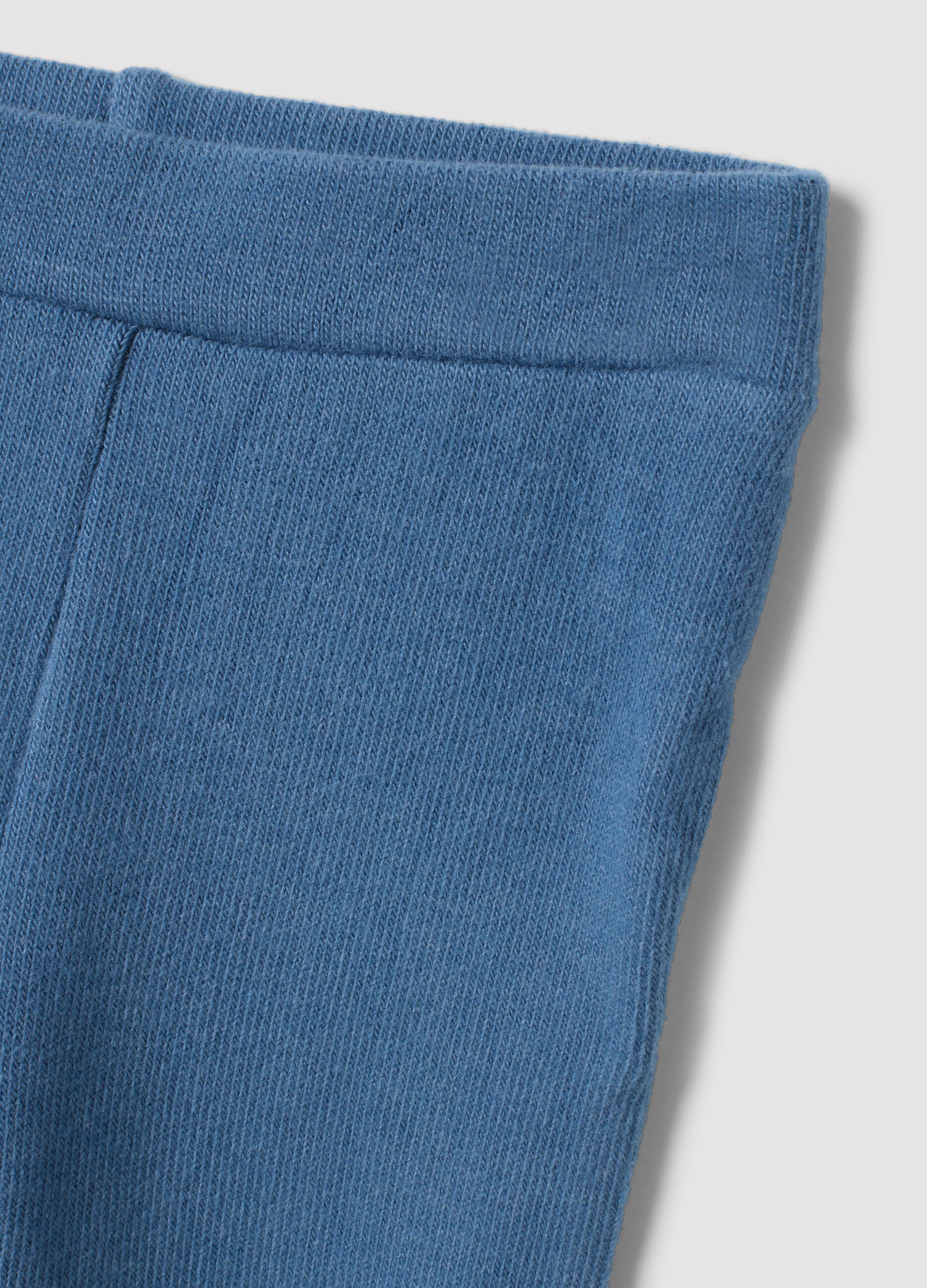 Blue cotton and stretch viscose set with bow
