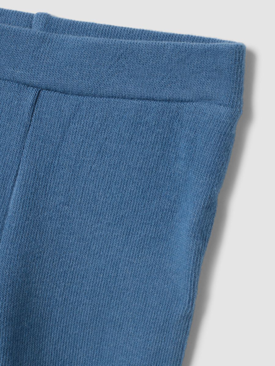 Completo blu in cotone e viscosa elasticizzata con fiocco_3