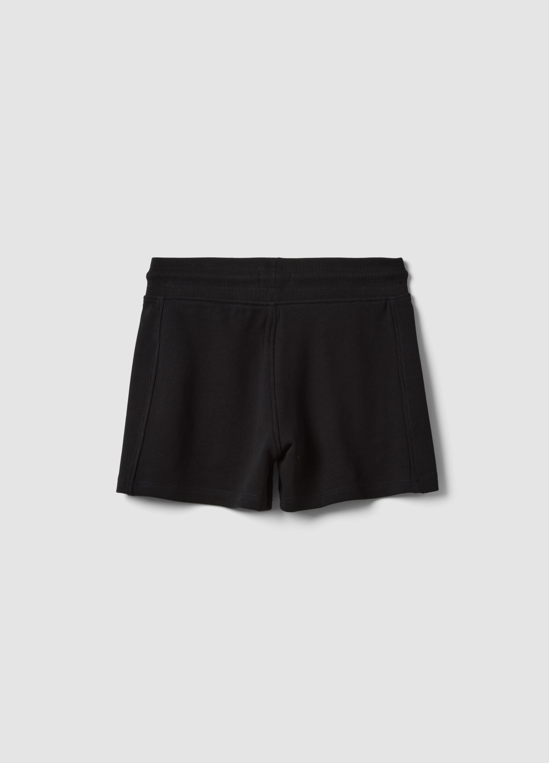 Girls&rsquo; black pure organic cotton shorts with elasticated waistband
