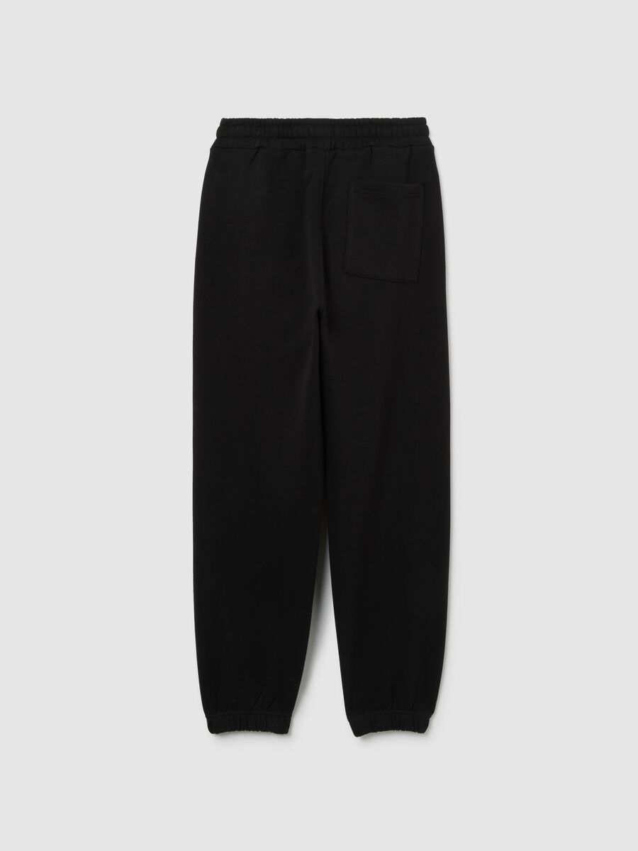 Boy's pure cotton black oversized jogger trousers_1