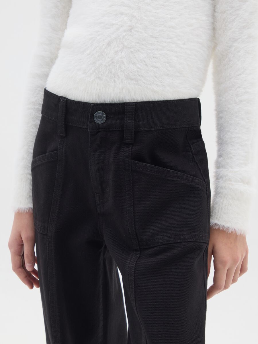 Girls' Black Flare Trousers in Pure Cotton_2