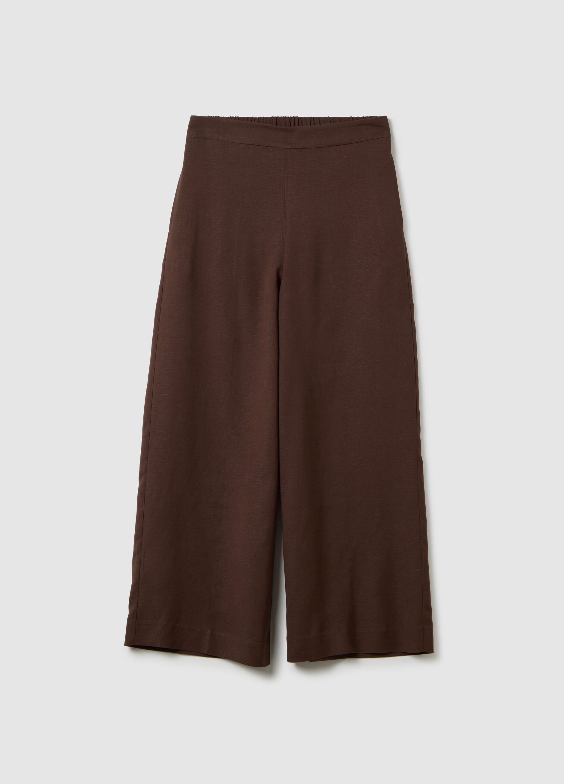 Women's Brown Viscose Blend Culotte Trousers