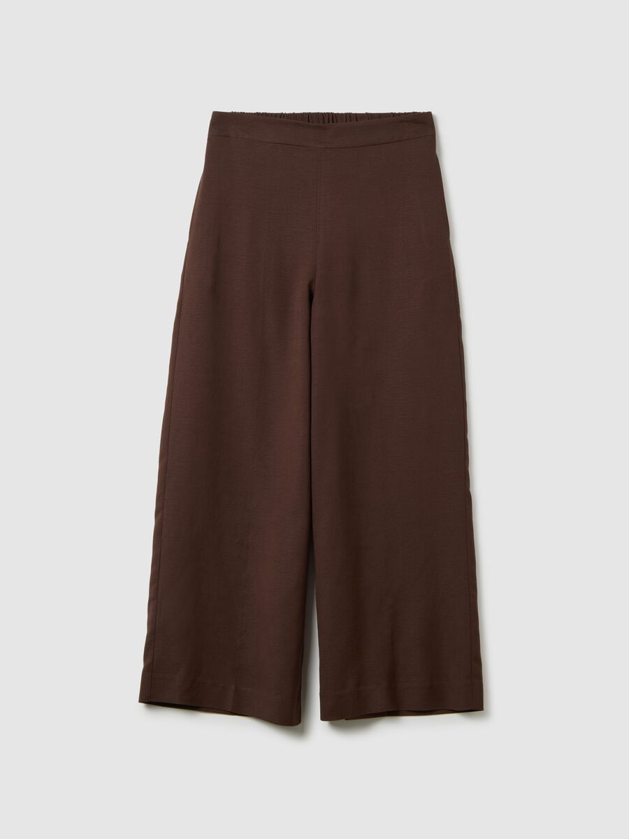 Women's Brown Viscose Blend Culotte Trousers_0
