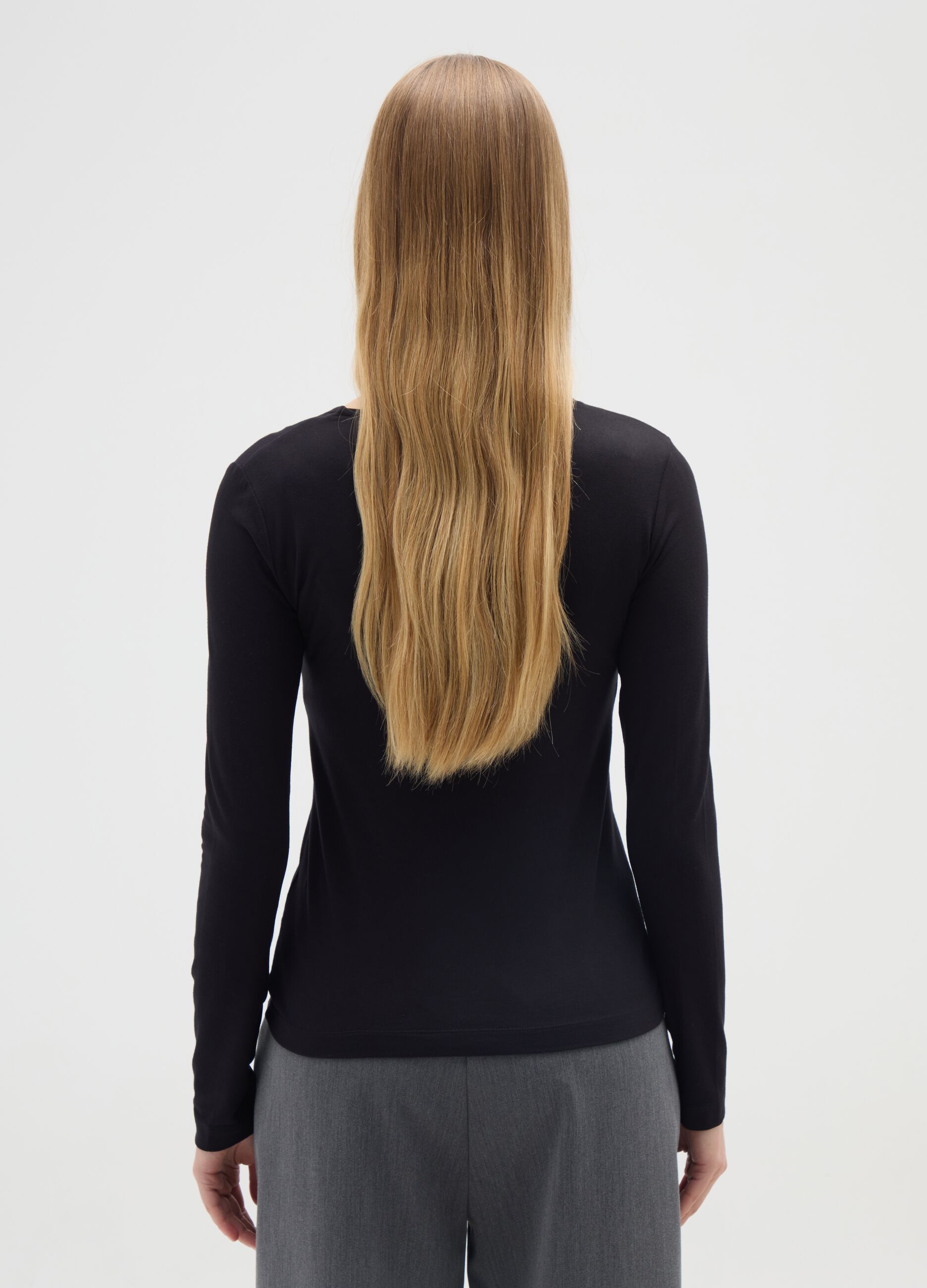 Black stretch viscose jersey regular fit