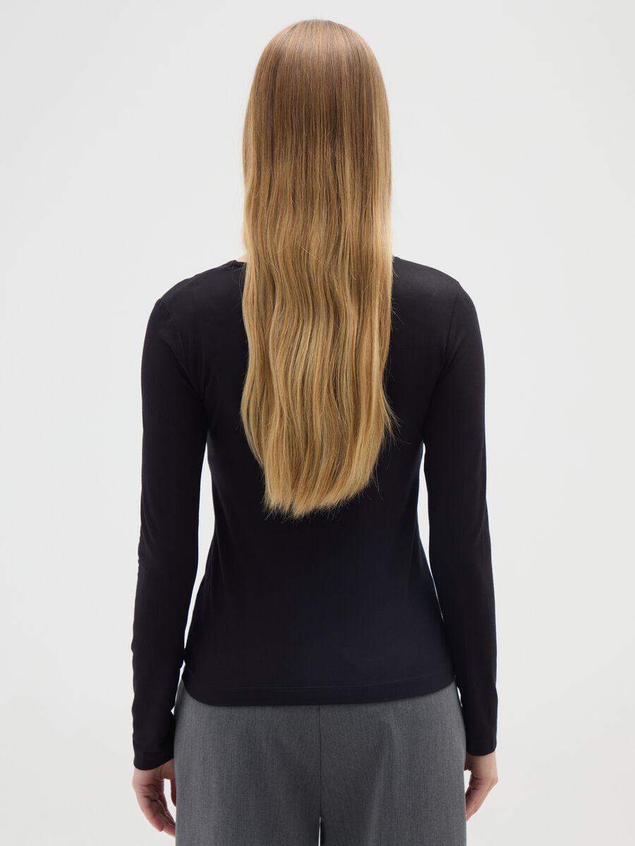 Black stretch viscose jersey regular fit_2
