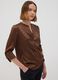 Camicia marrone in tessuto elasticizzato con collo coreano_2