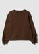 Brown cotton-blend crew-neck sweatshirt with fringes, regular fit_0