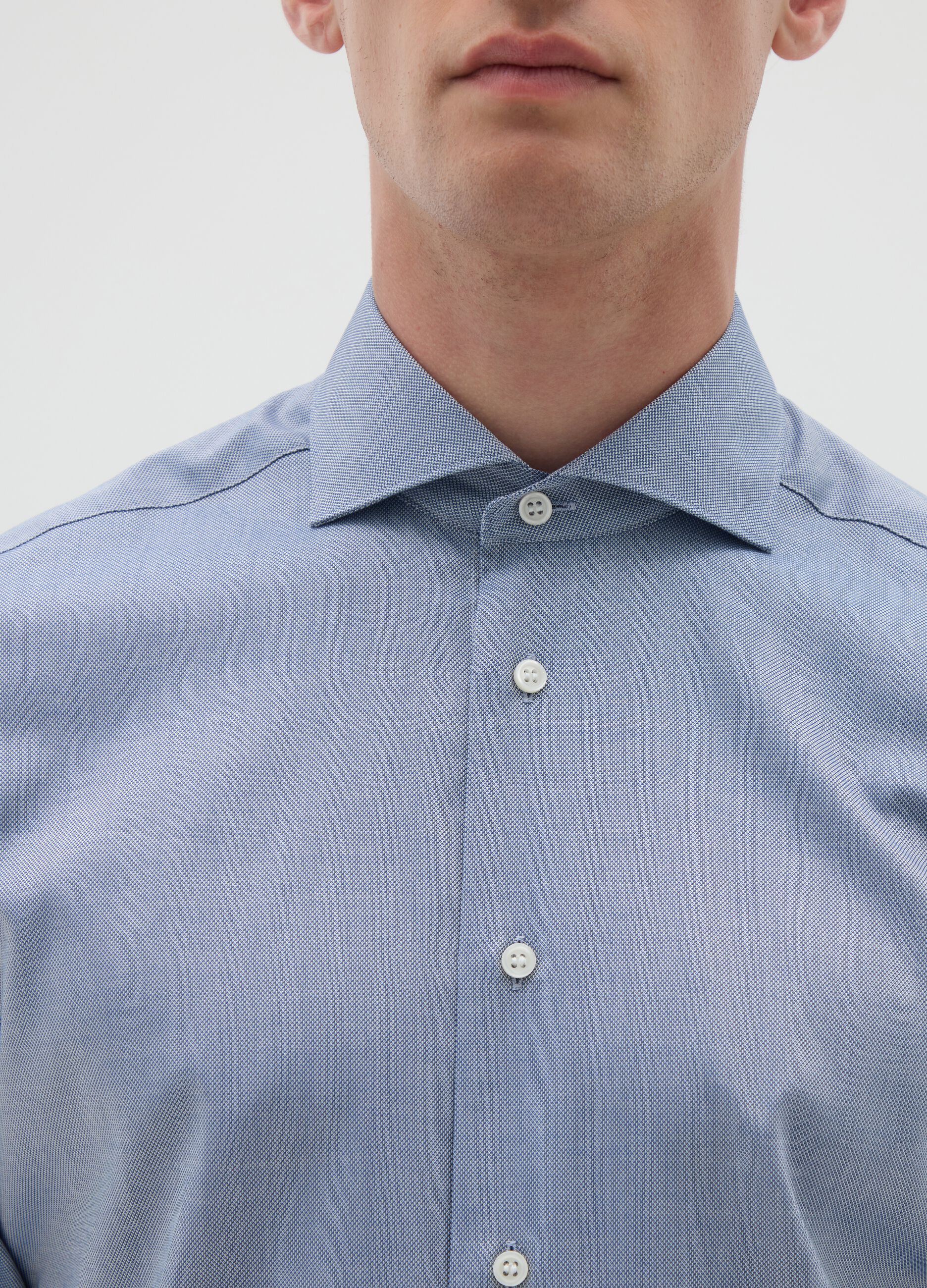 Men's pure cotton light blue slim fit shirt