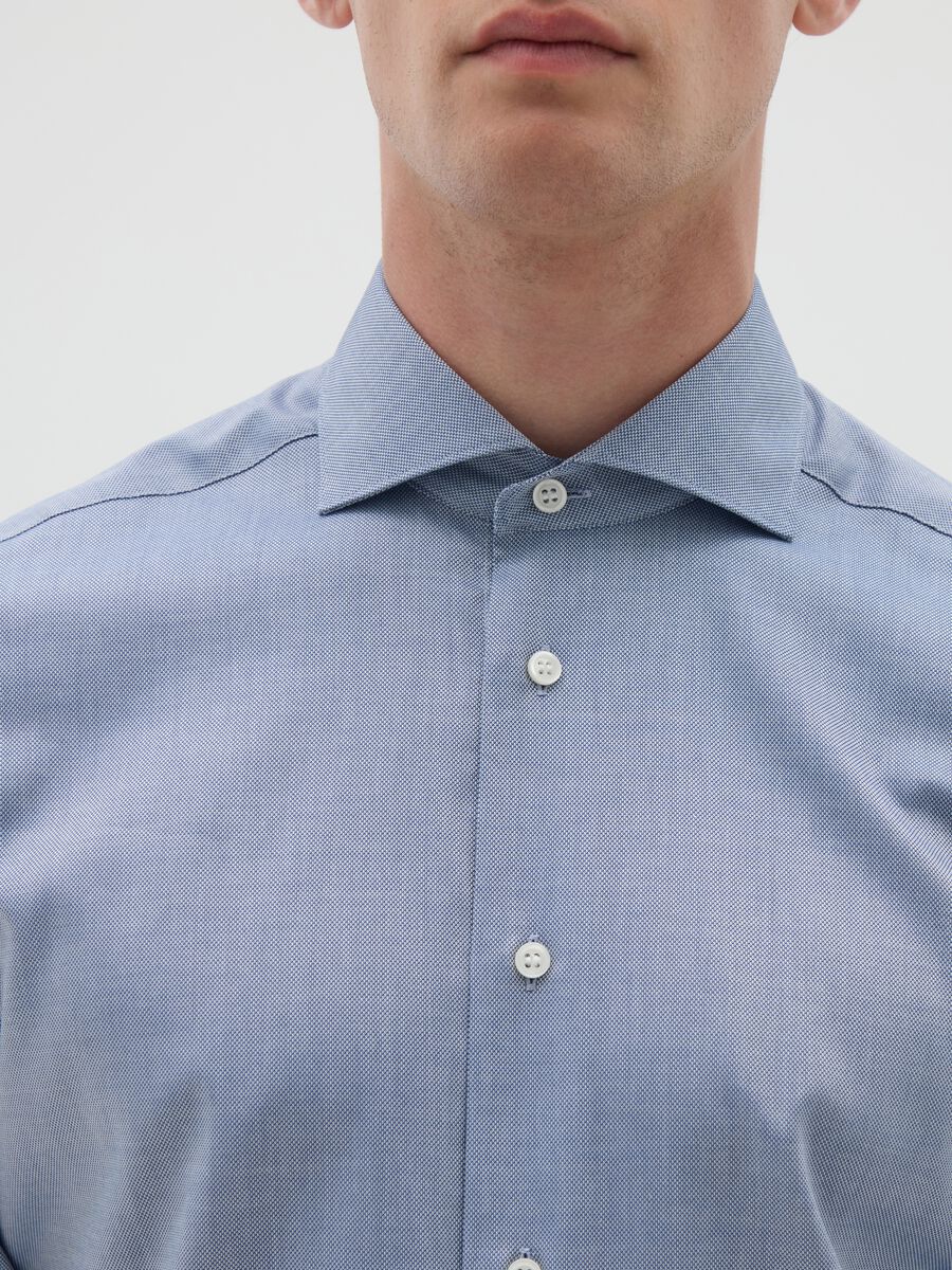 Men's pure cotton light blue slim fit shirt_1