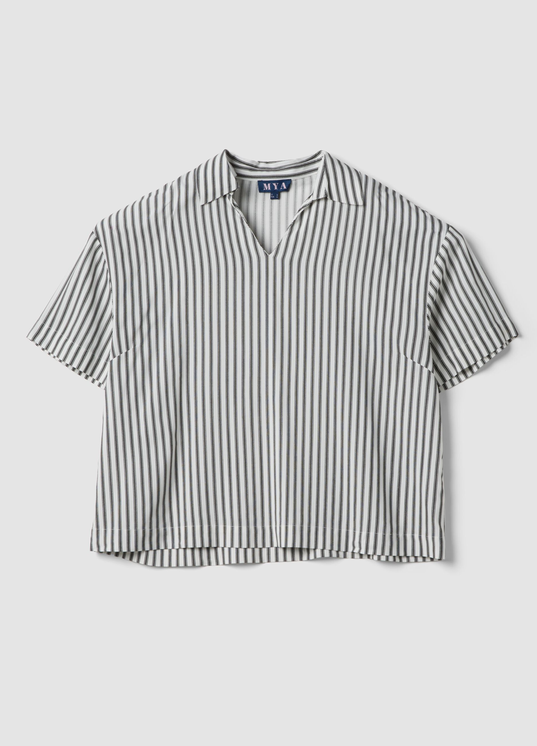 White pure viscose striped shirt