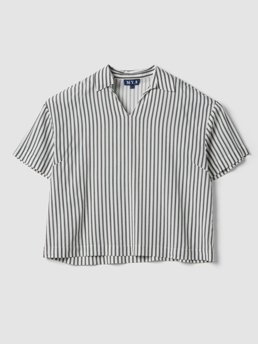 White pure viscose striped shirt_4