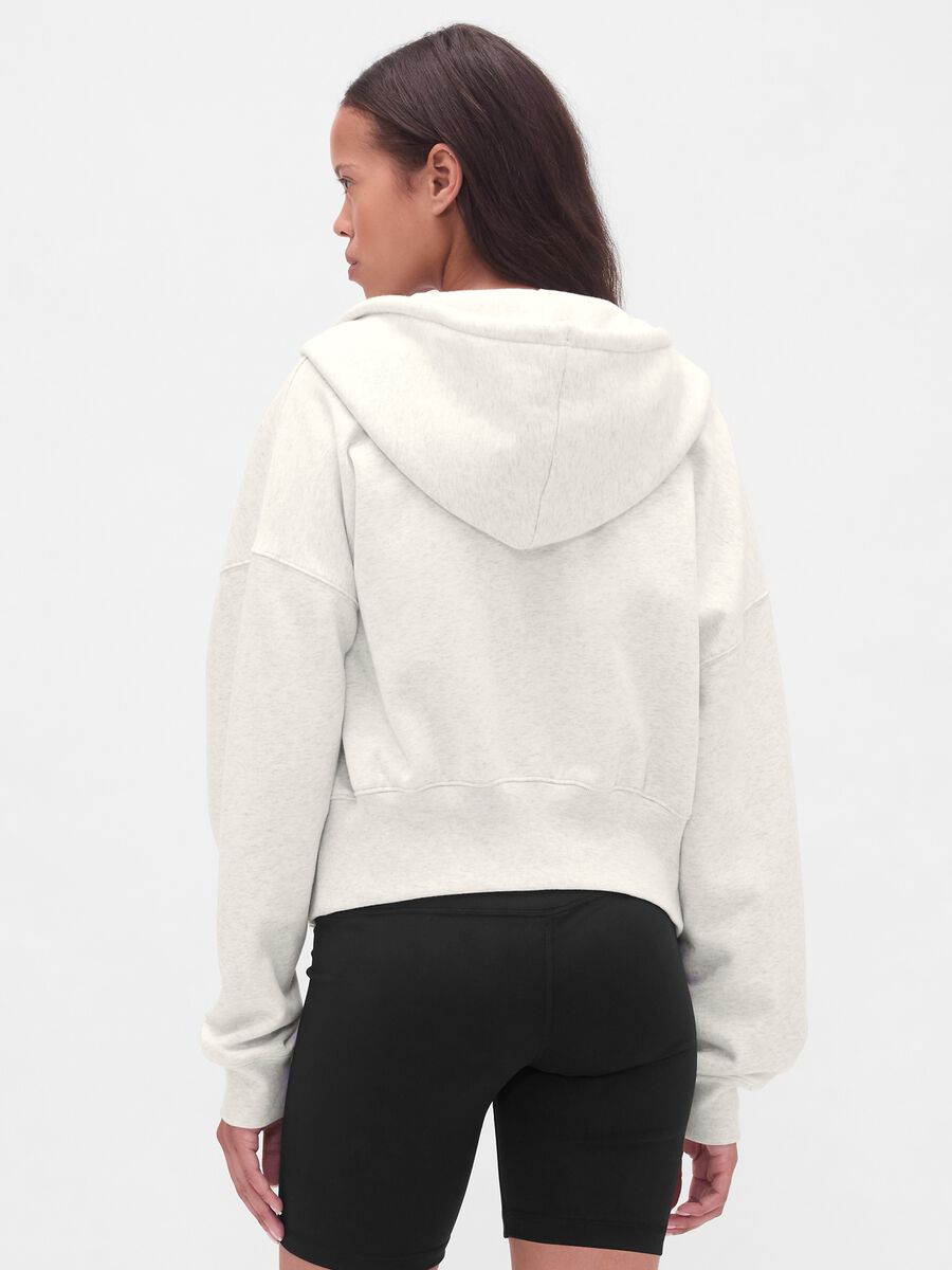 Felpa bianco con cappuccio e zip completa_2
