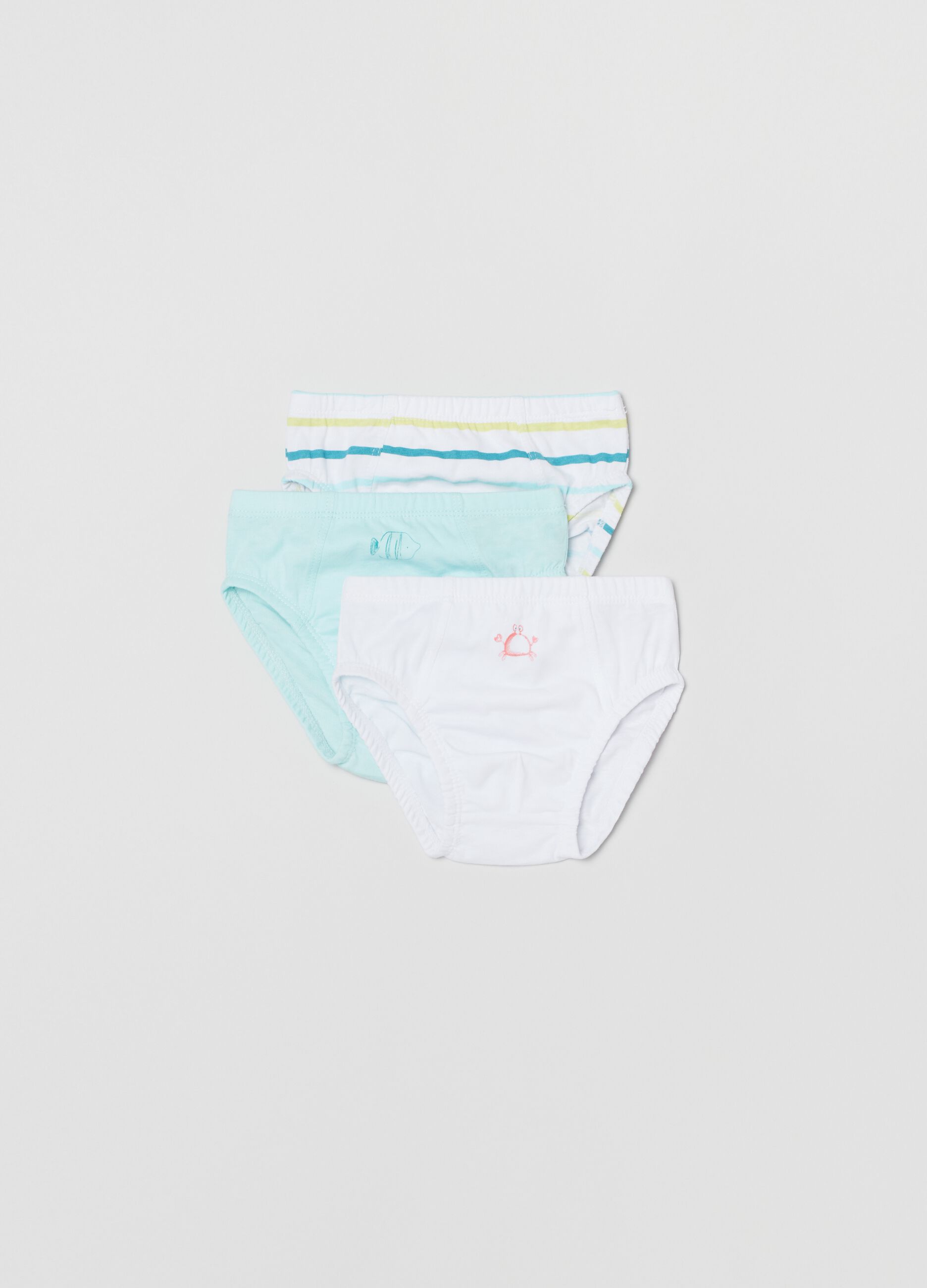 Three-pack cotton briefs with print