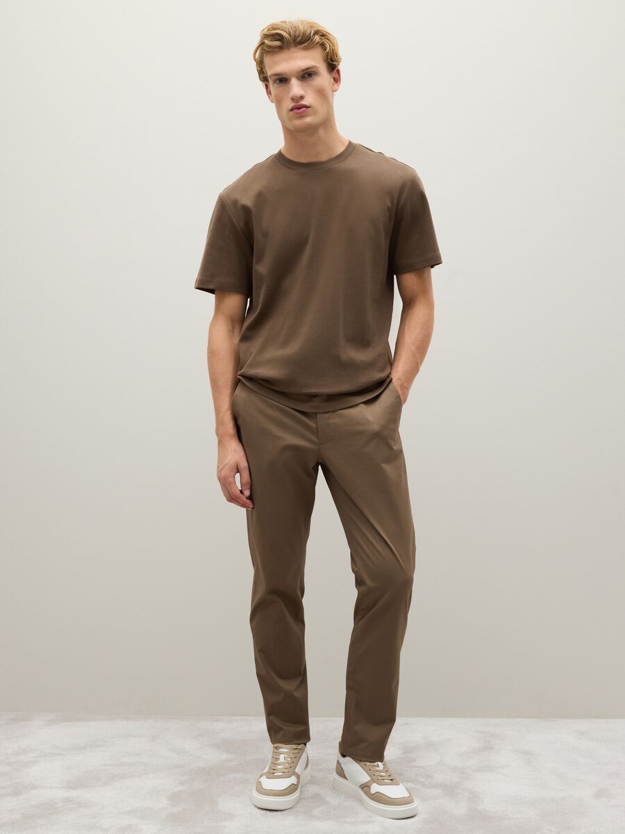 T-shirt in puro cotone marrone regular fit_1