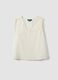 White pure cotton V-neck blouse_0