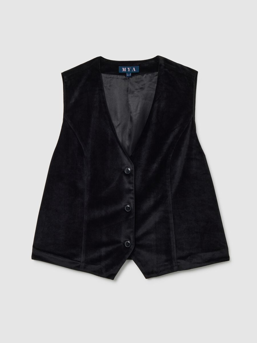 Gilet nero con fodera e bottoni regular fit_0