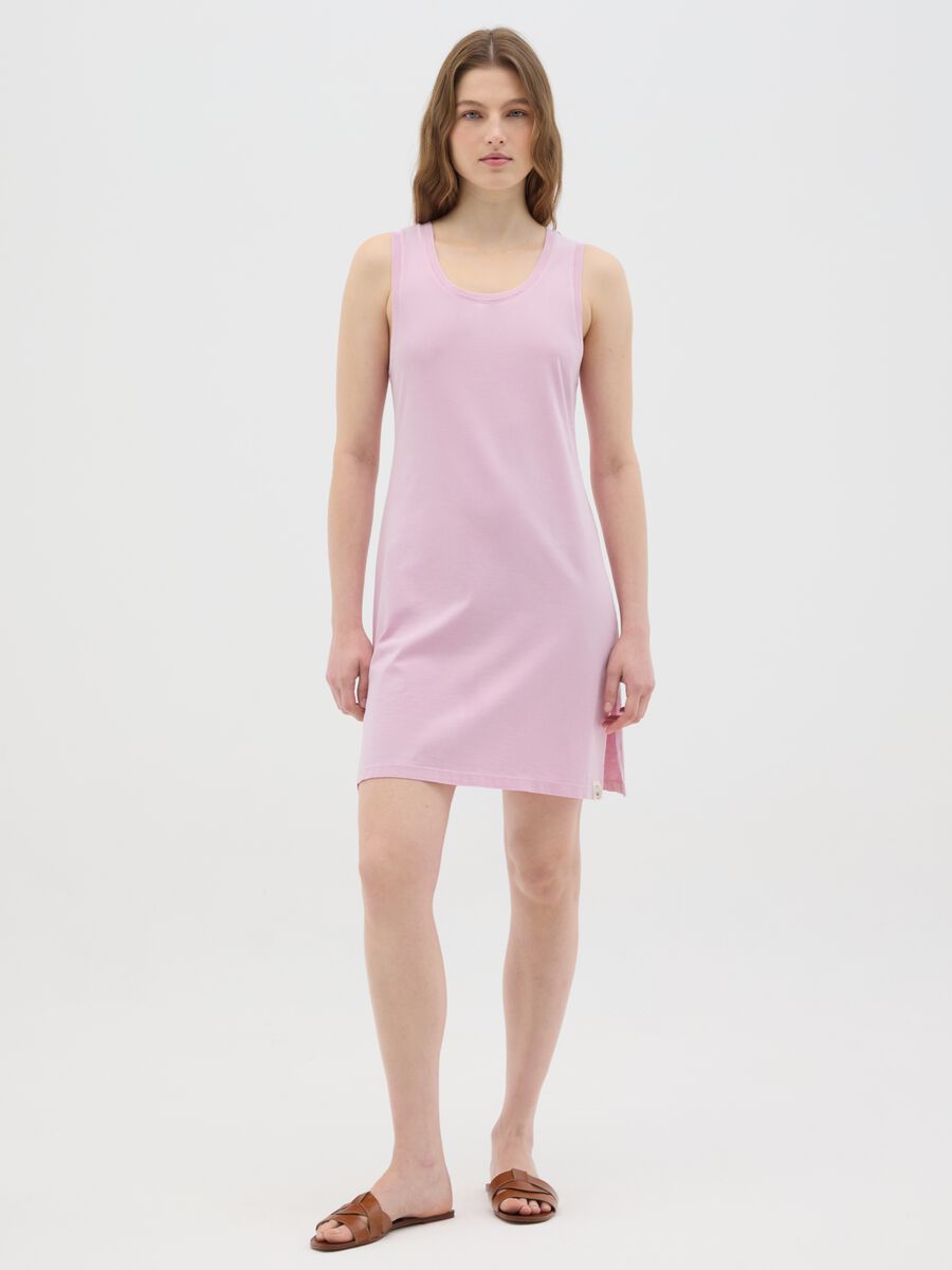 Women’s long pink dress in 100% cotton_0