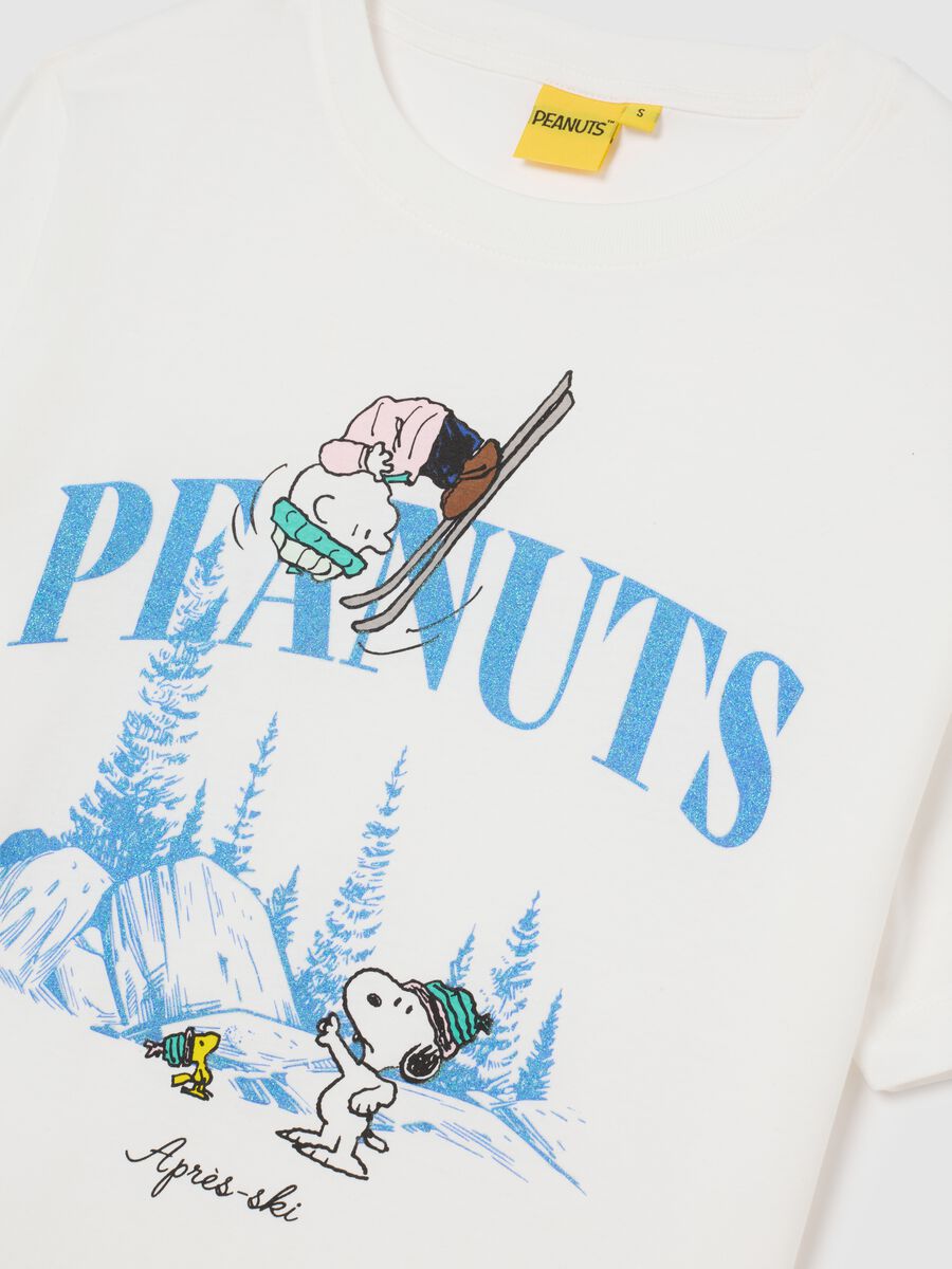 T-shirt bianca in puro cotone regular fit con stampa Peanuts_5