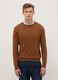 Brown crew neck pullover in regular fit cotton blend_1