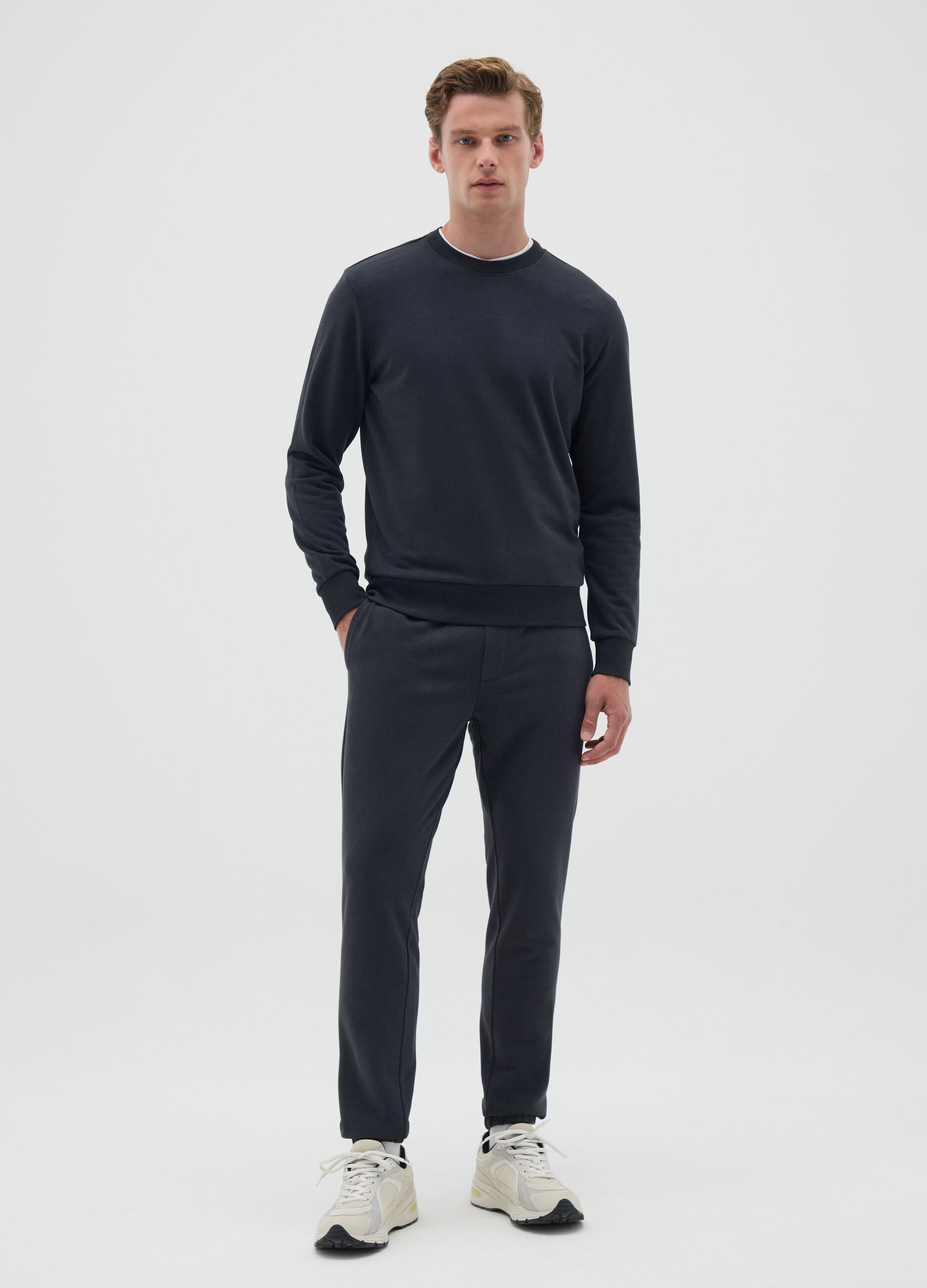 Black cotton blend sweatshirt regular fit