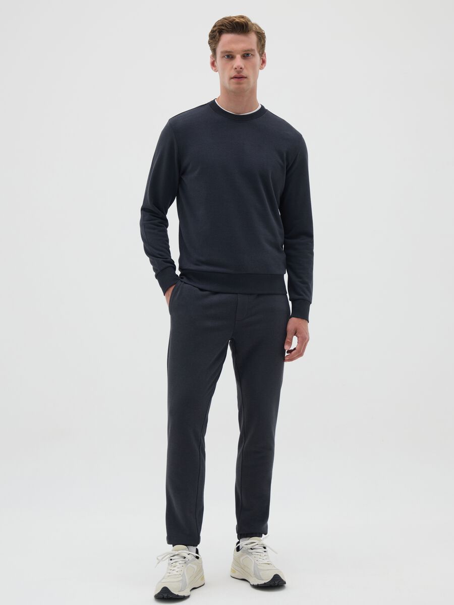 Black cotton blend sweatshirt regular fit_1