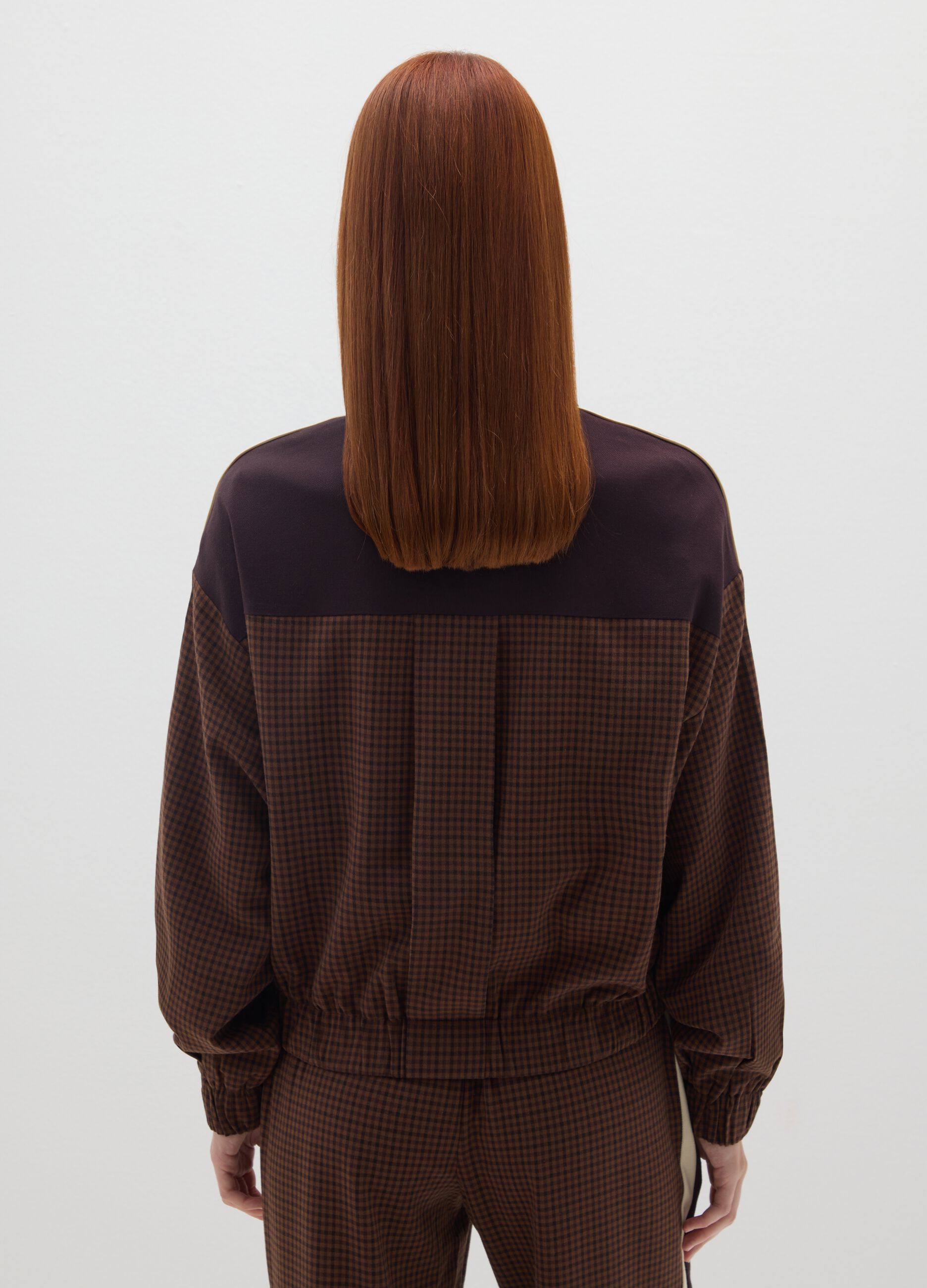 Brown Check Jacket with Zip