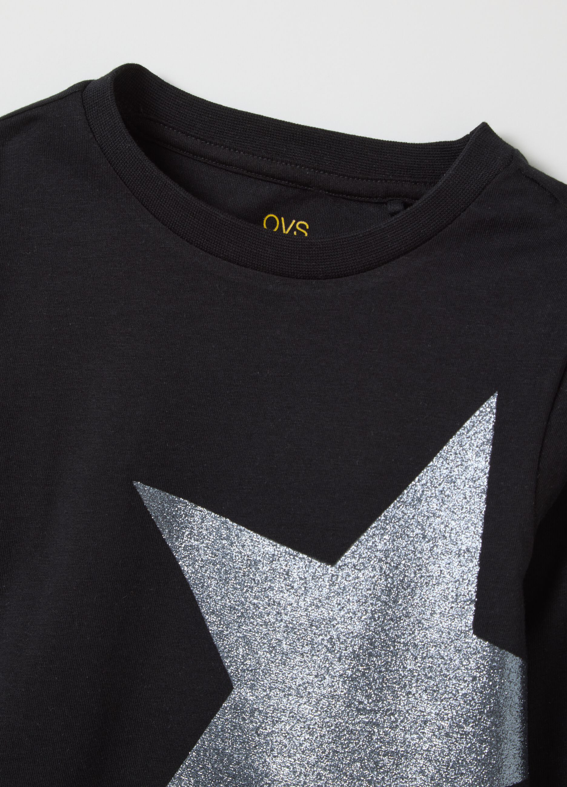 Girls' black pure cotton regular fit top