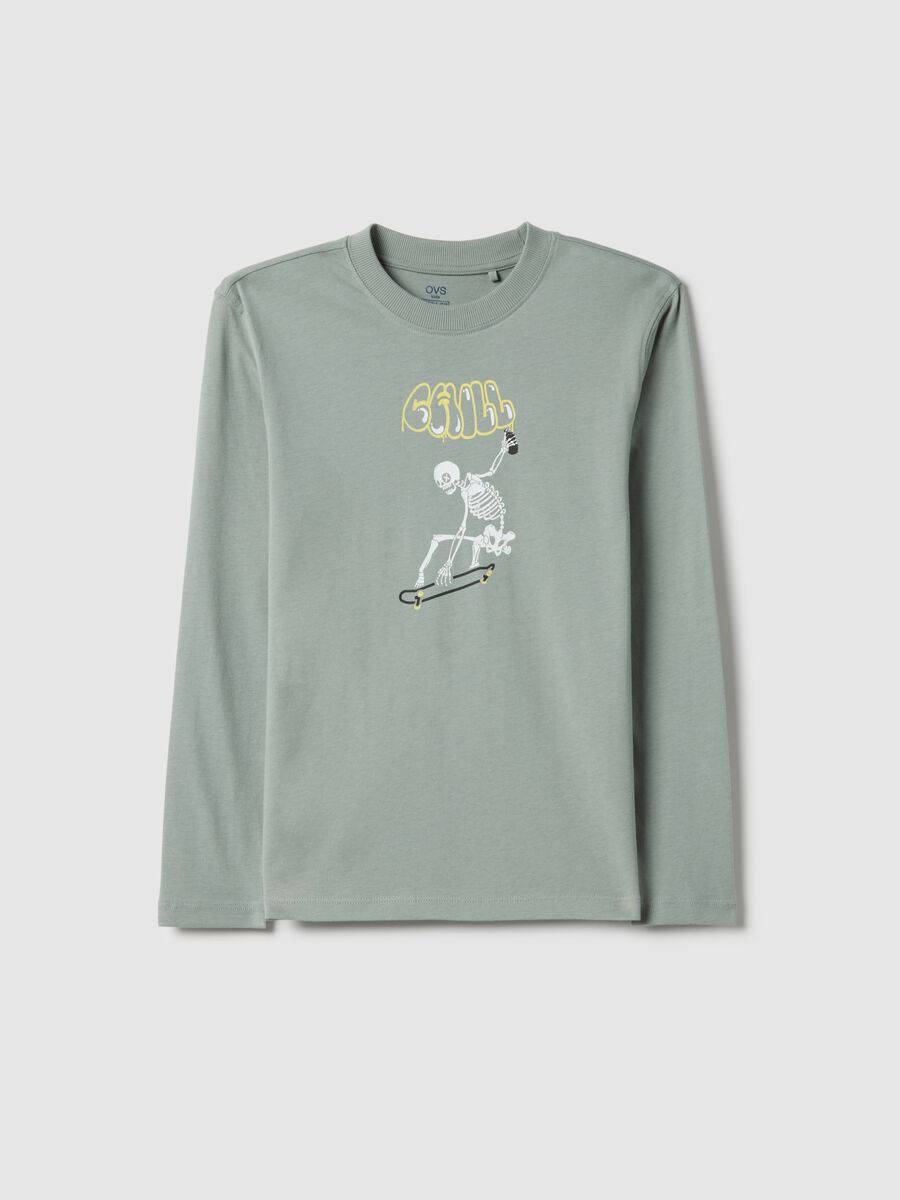 T-shirt in puro cotone grigia regular fit con stampa per ragazzo_3