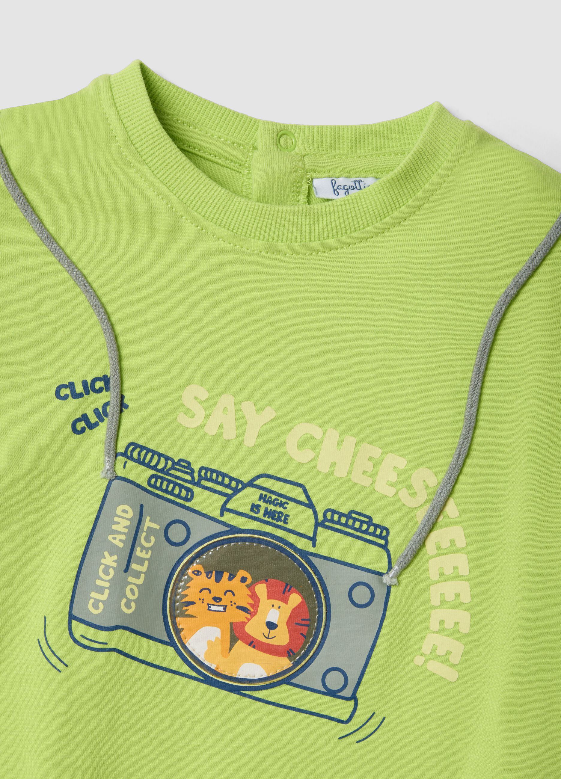 Green short-sleeve pure cotton T-shirt