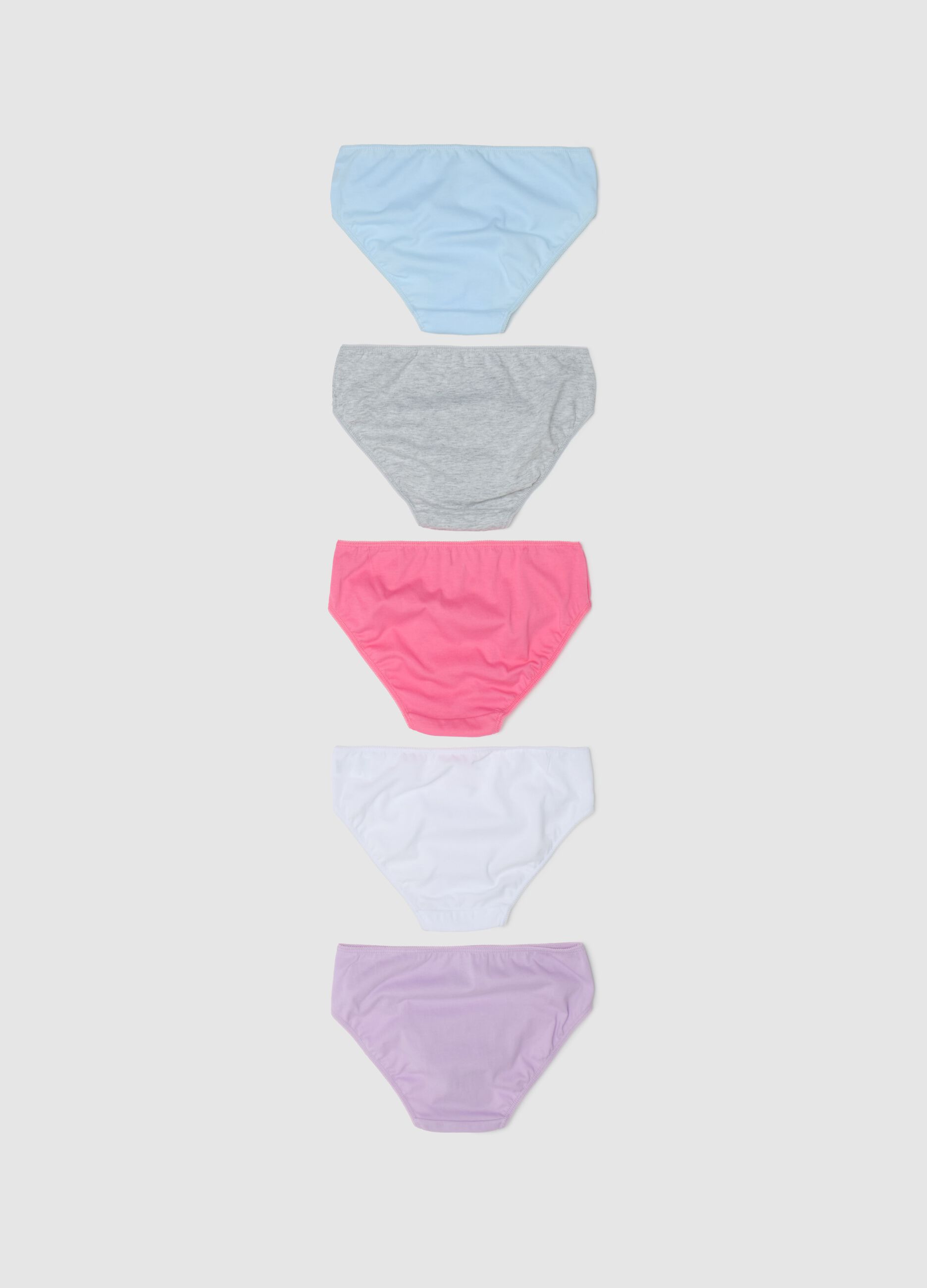 Set cinque slip in cotone con stampa gatto addormentato 